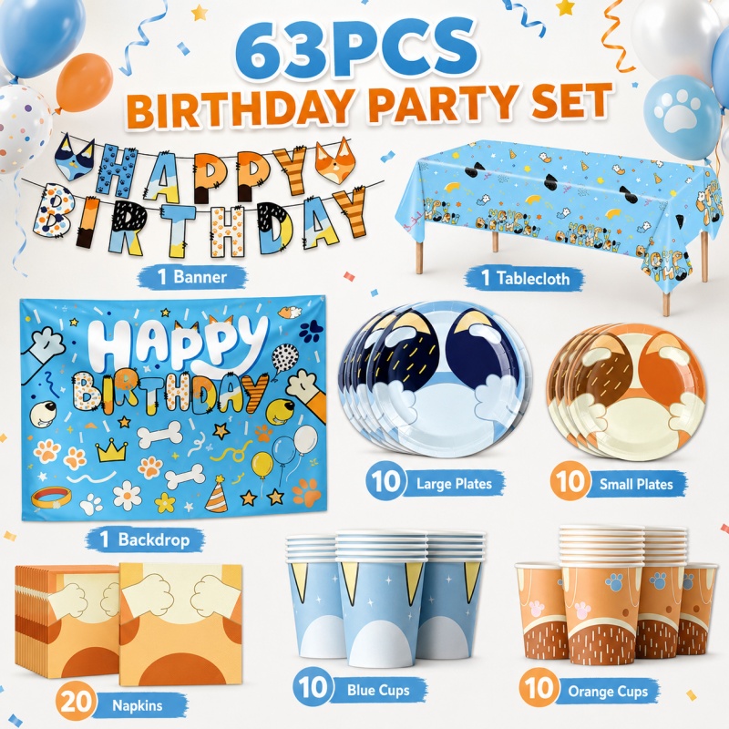 Pet Supplies In Bulk - Mavi Köpek Parti Malzemeleri Paketi Tek